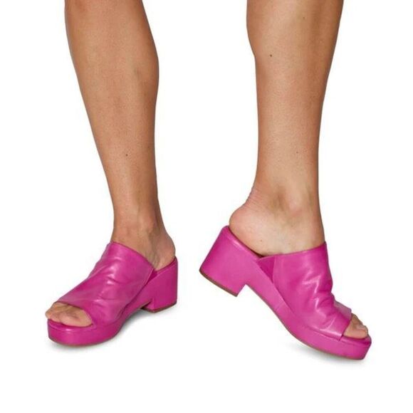Miz Mooz Women’s Gwen Pink Supple Leather Chunky Platform Open Toe Sandal - Picture 11 of 11